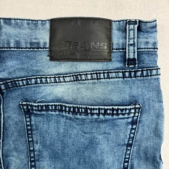 Straight Leg Camo Moto Jeans Mens Size 32 Medium Acid Blue Mid Rise - Picture 12 of 12